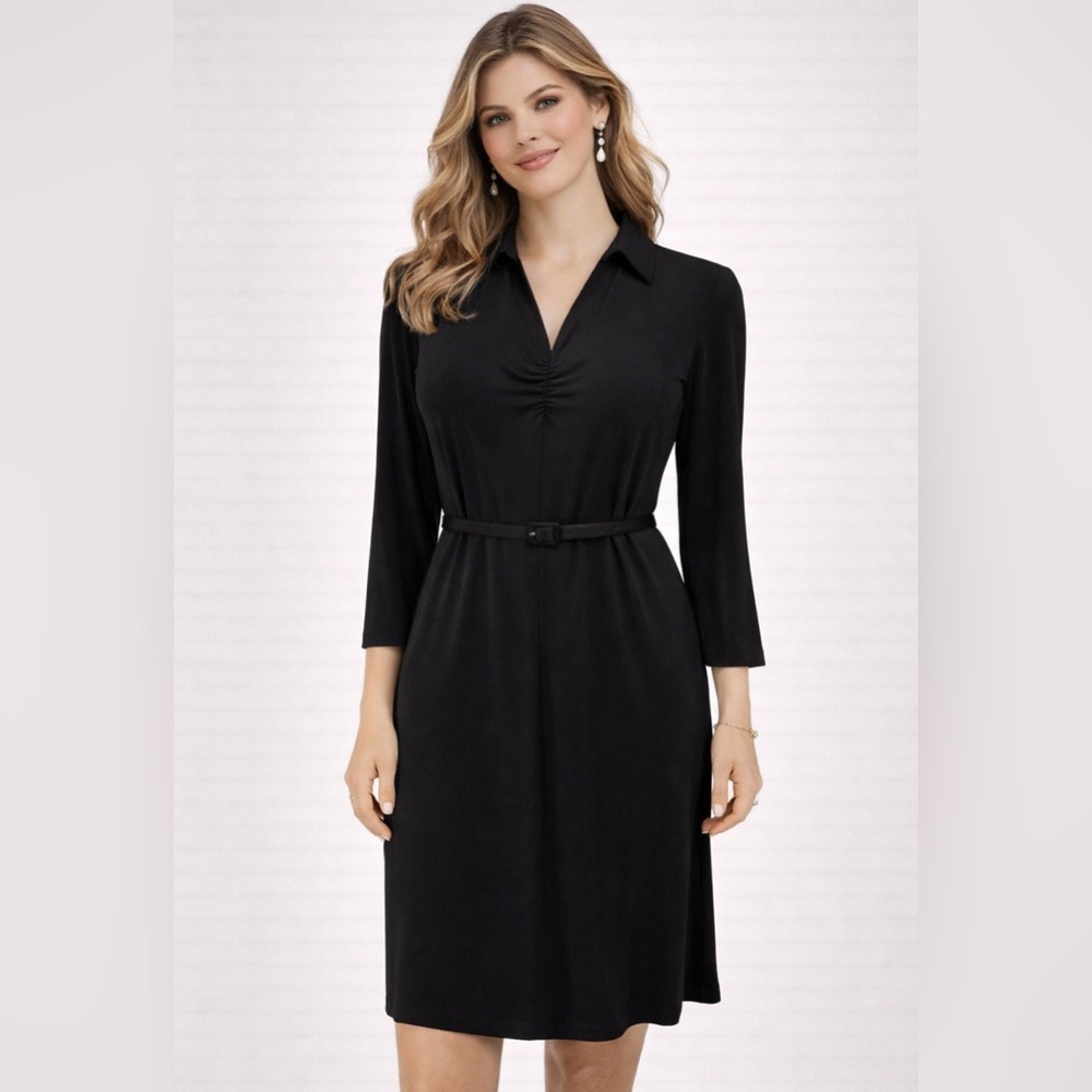 Talbots Dress L P Petite Large Stretch Sheath Pullover Belt Career Church New